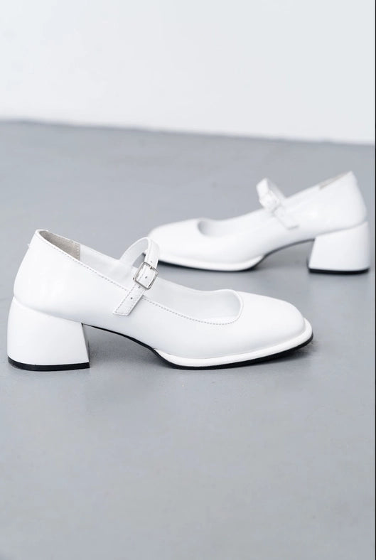 Strappy Block Heel Court Shoes Patricia Milk-Shoes - Women-Nenya Fashion Limited-36-Milk-Urbanheer