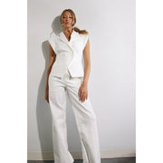 Stretch Collared Top and Pants Set WHITE-Set-Mulla-S-WHITE-Urbanheer