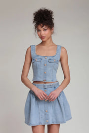Stretch Denim Bustier Top