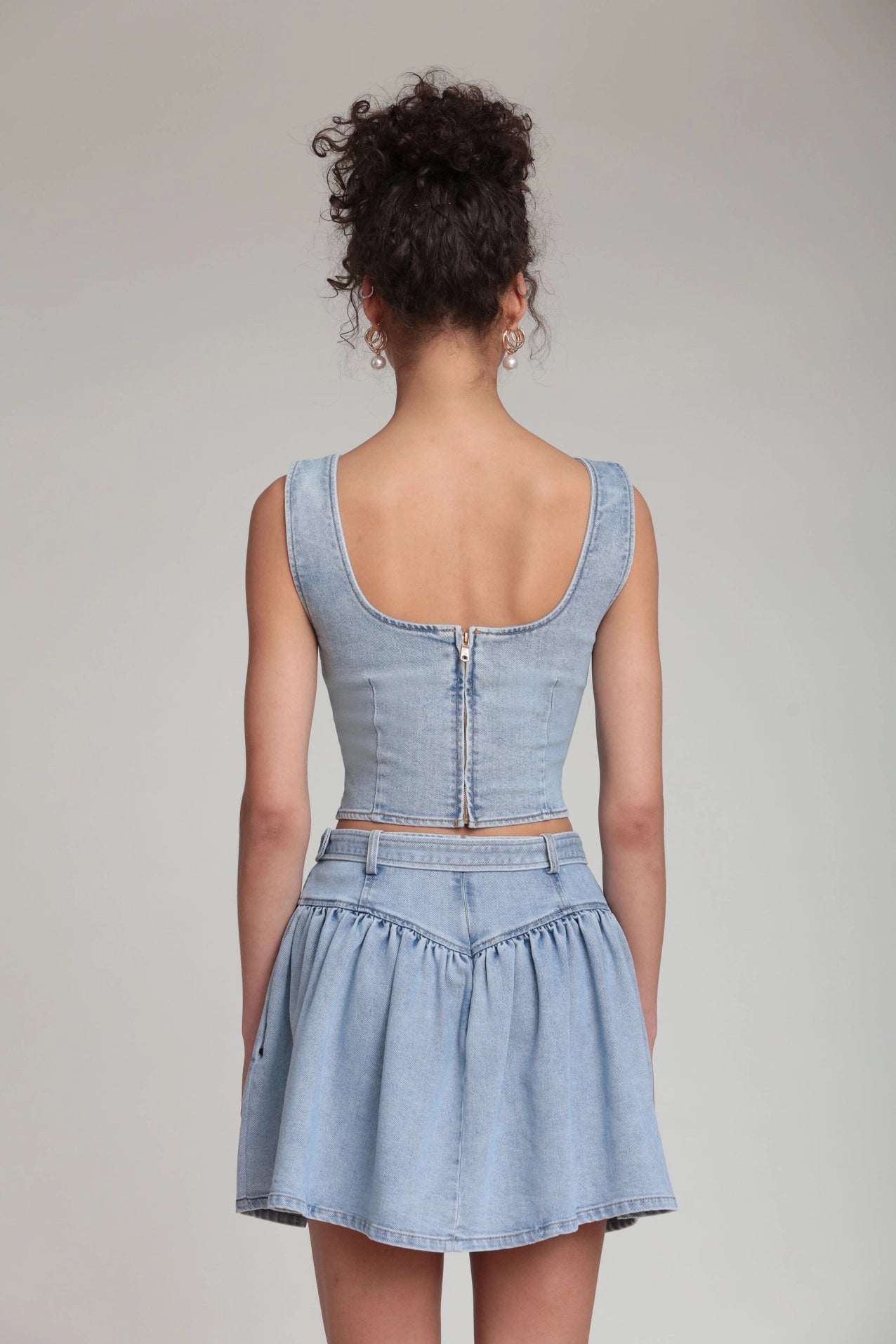 Stretch Denim Bustier Top