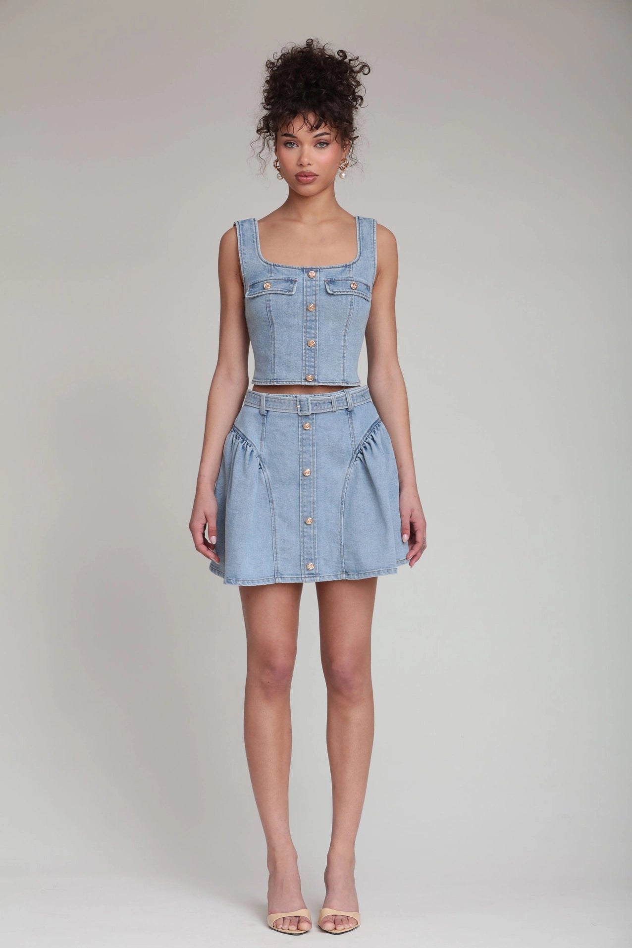 Stretch Denim Bustier Top