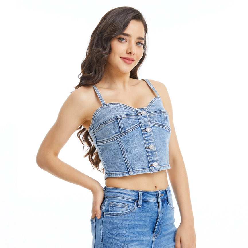 Stretch Denim Corset-Corset-BAYEAS-XS-WAVE-Urbanheer