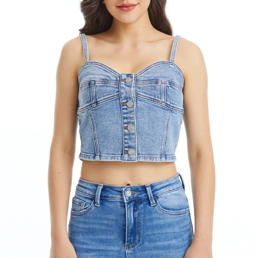 Stretch Denim Corset-Corset-BAYEAS-XS-WAVE-Urbanheer