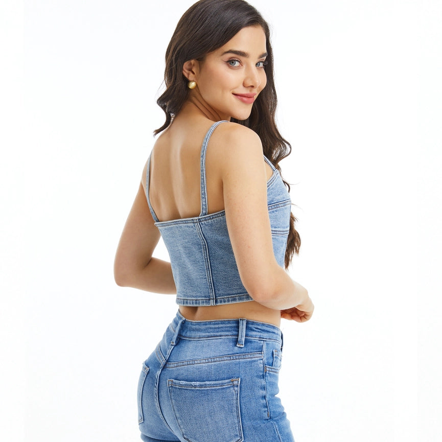 Stretch Denim Corset-Corset-BAYEAS-XS-WAVE-Urbanheer