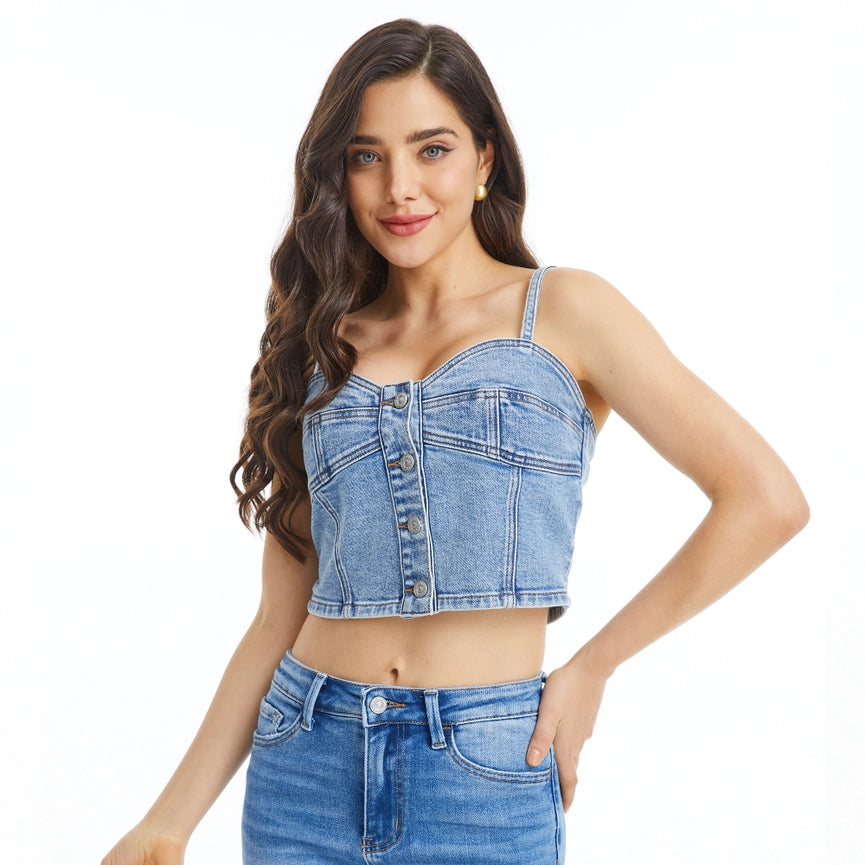 Stretch Denim Corset-Corset-BAYEAS-XS-WAVE-Urbanheer