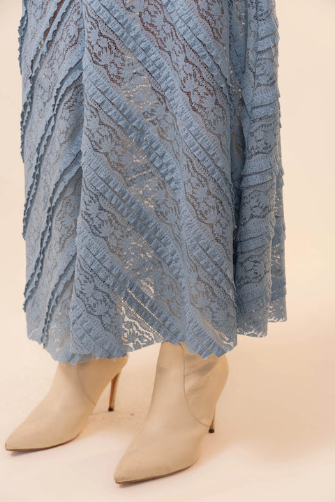 Stretch Lace Crop Top and Maxi Skirt Set