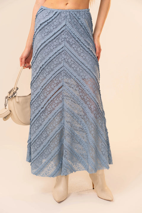 Stretch Lace Crop Top and Maxi Skirt Set