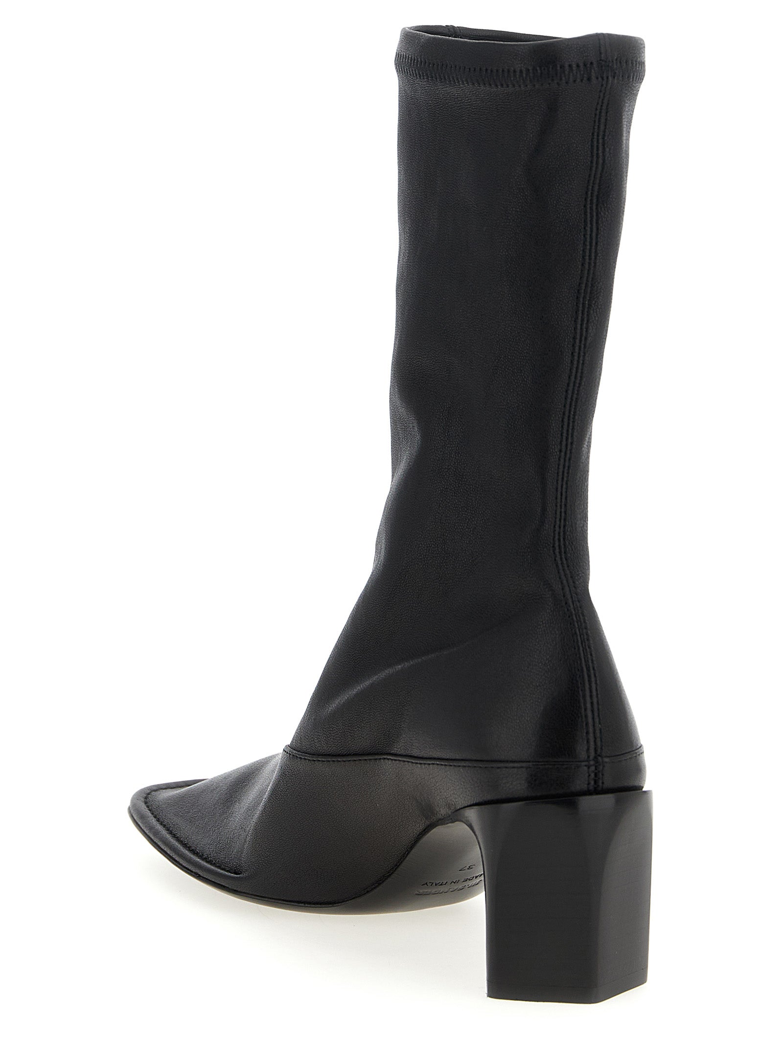 Stretch Nappa Leather Ankle Boots with Sculptural Heel