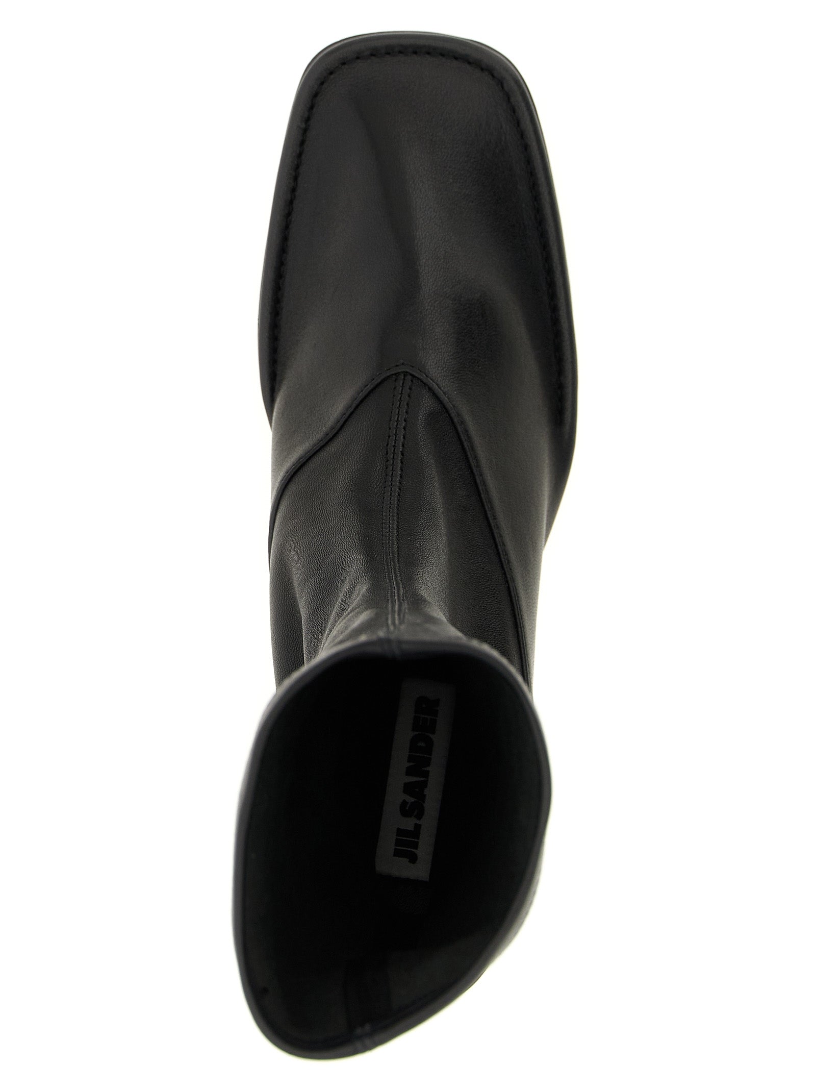 Stretch Nappa Leather Ankle Boots with Sculptural Heel