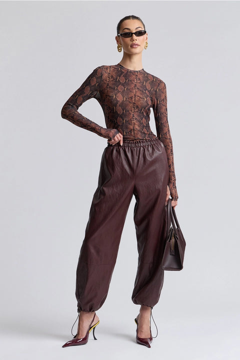Stretch Printed Mesh Long Sleeve Thumbhole Top