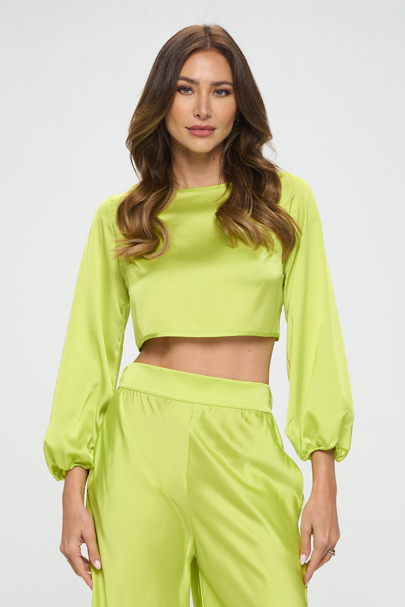 Stretch Satin Crop Top with Open Back-New Arrival-Reneecollection-Small-CITRON-Urbanheer