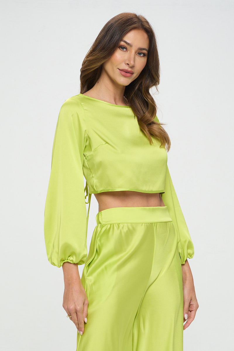 Stretch Satin Crop Top with Open Back-New Arrival-Reneecollection-Small-CITRON-Urbanheer