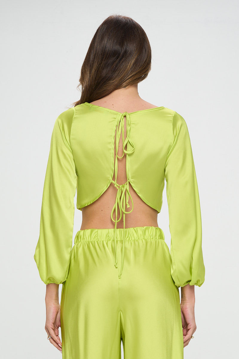 Stretch Satin Crop Top with Open Back-New Arrival-Reneecollection-Small-CITRON-Urbanheer