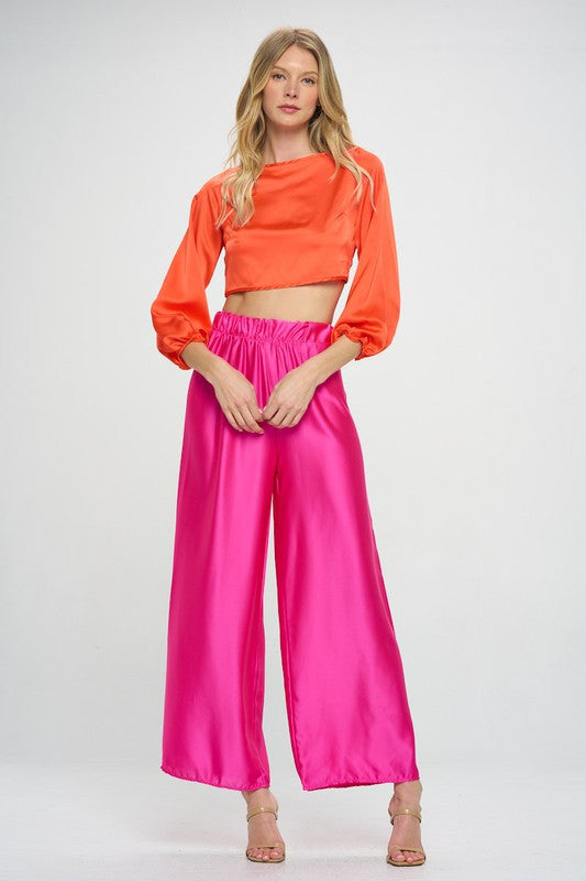 Stretch Satin Crop Top with Open Back-New Arrival-Reneecollection-Small-ORANGE-Urbanheer