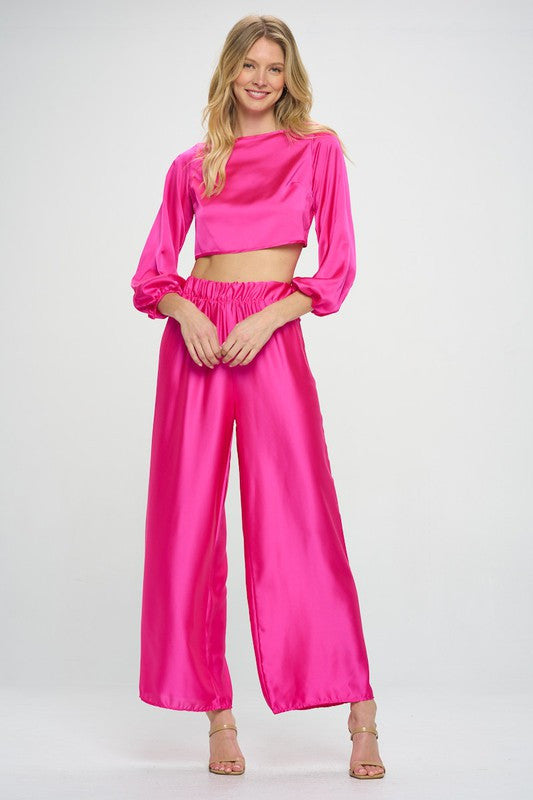 Stretch Satin Crop Top with Open Back-New Arrival-Reneecollection-Small-FUSCHIA-Urbanheer