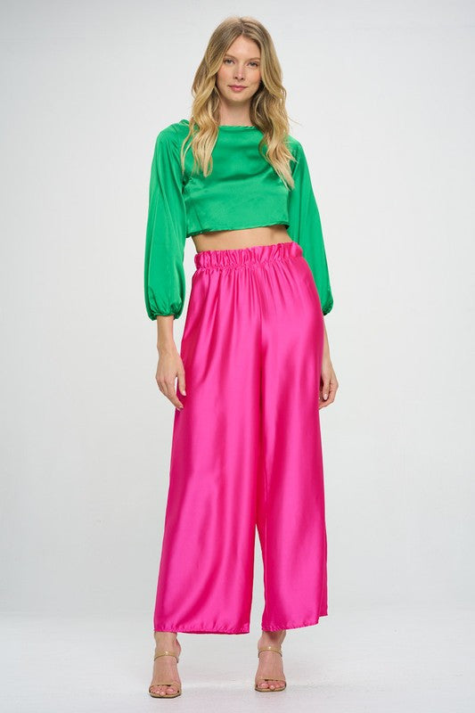 Stretch Satin Crop Top with Open Back-New Arrival-Reneecollection-Small-GREEN-Urbanheer