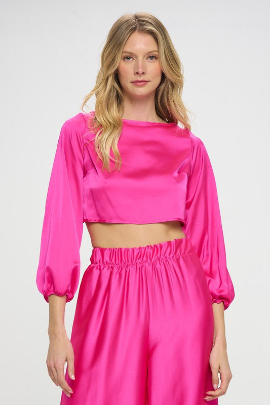 Stretch Satin Crop Top with Open Back-New Arrival-Reneecollection-Small-FUSCHIA-Urbanheer