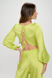 Stretch Satin Crop Top with Open Back-New Arrival-Reneecollection-Small-CITRON-Urbanheer