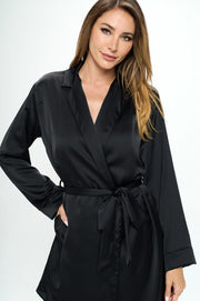 Stretch Satin Open Front Trench Coat with Tie-Sweaters-Reneecollection-Urbanheer
