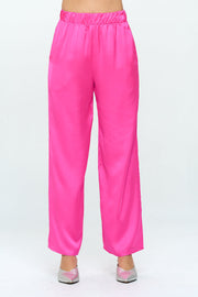 Stretch Satin Pants w/ Elastic Waist and Pocket-Pants-Reneecollection-Urbanheer
