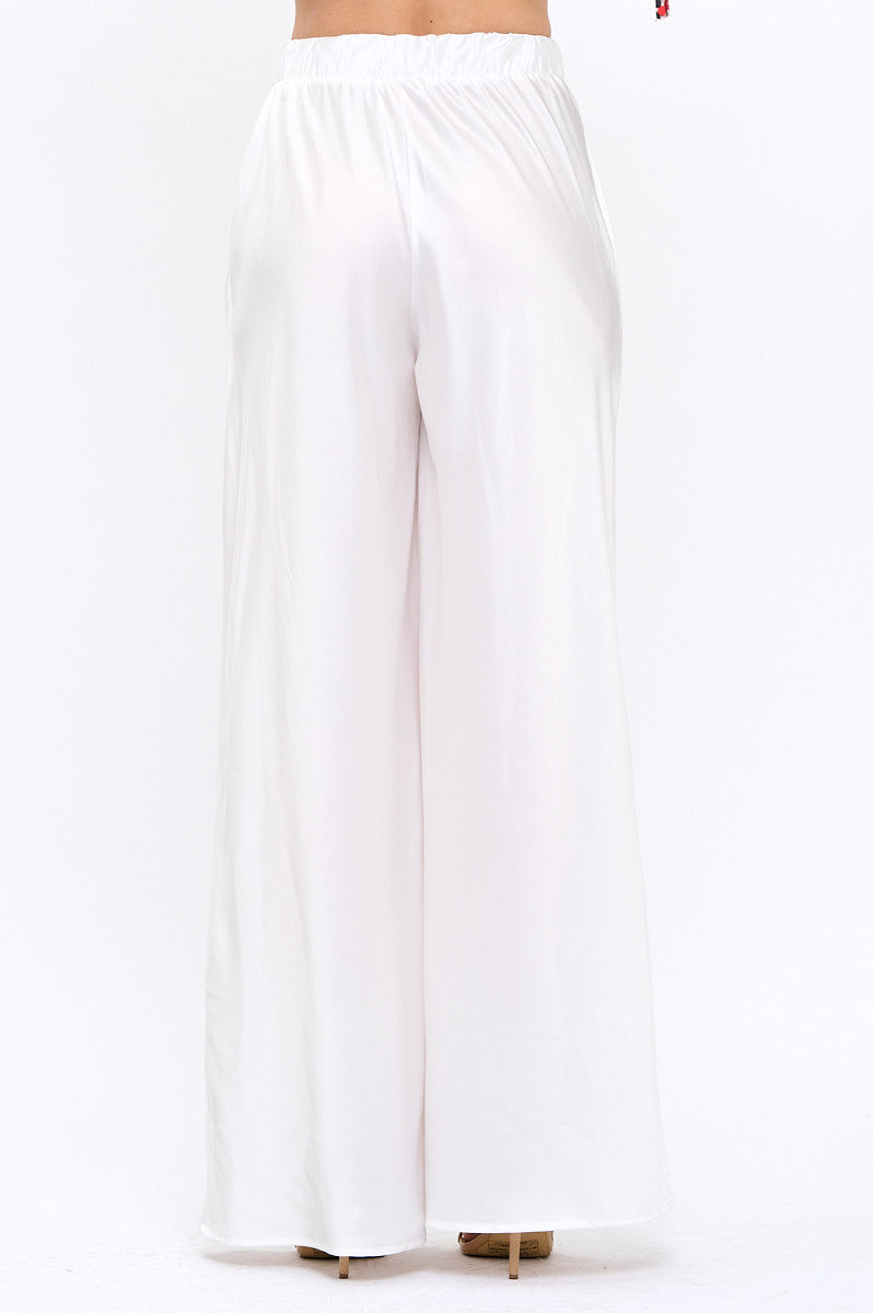 Stretch Satin Pants w/ Elastic Waist and Pockets-New Arrival-Reneecollection-Small-WHITE-Urbanheer