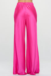 Stretch Satin Pants w/ Elastic Waist and Pockets-New Arrival-Reneecollection-Small-FUSCHIA-Urbanheer