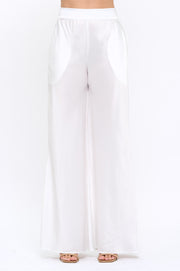 Stretch Satin Pants w/ Elastic Waist and Pockets-New Arrival-Reneecollection-Small-WHITE-Urbanheer