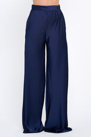 Stretch Satin Pants w/ Elastic Waist and Pockets-New Arrival-Reneecollection-Small-NAVY-Urbanheer