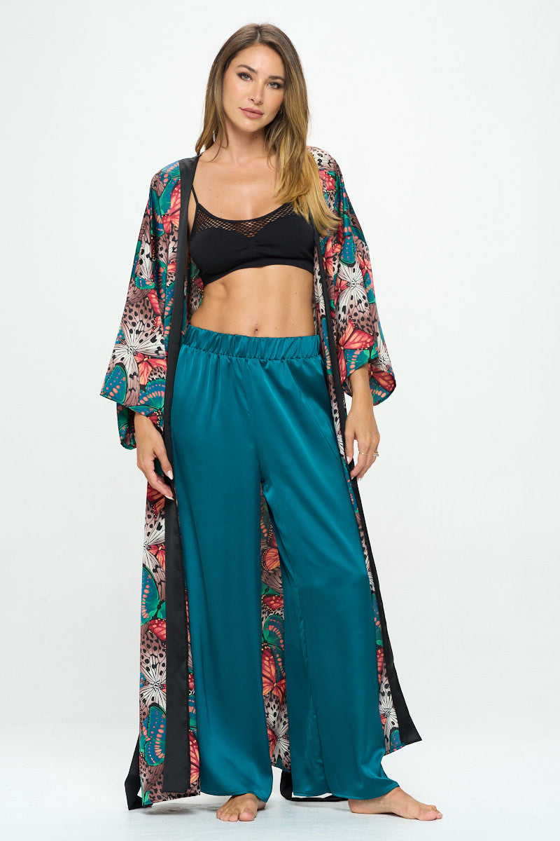 Stretch Satin Pants w/ Elastic Waist and Pockets-Pants-Reneecollection-Urbanheer