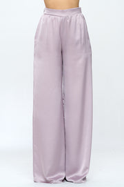 Stretch Satin Pants w/ Elastic Waist and Pockets-Pants-Reneecollection-Urbanheer