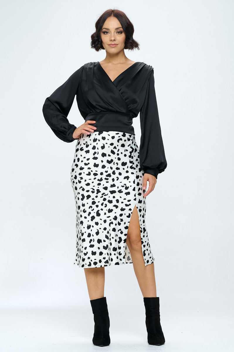 Stretch Satin Solid V neck Top with Open Back-Tops-Reneecollection-Urbanheer