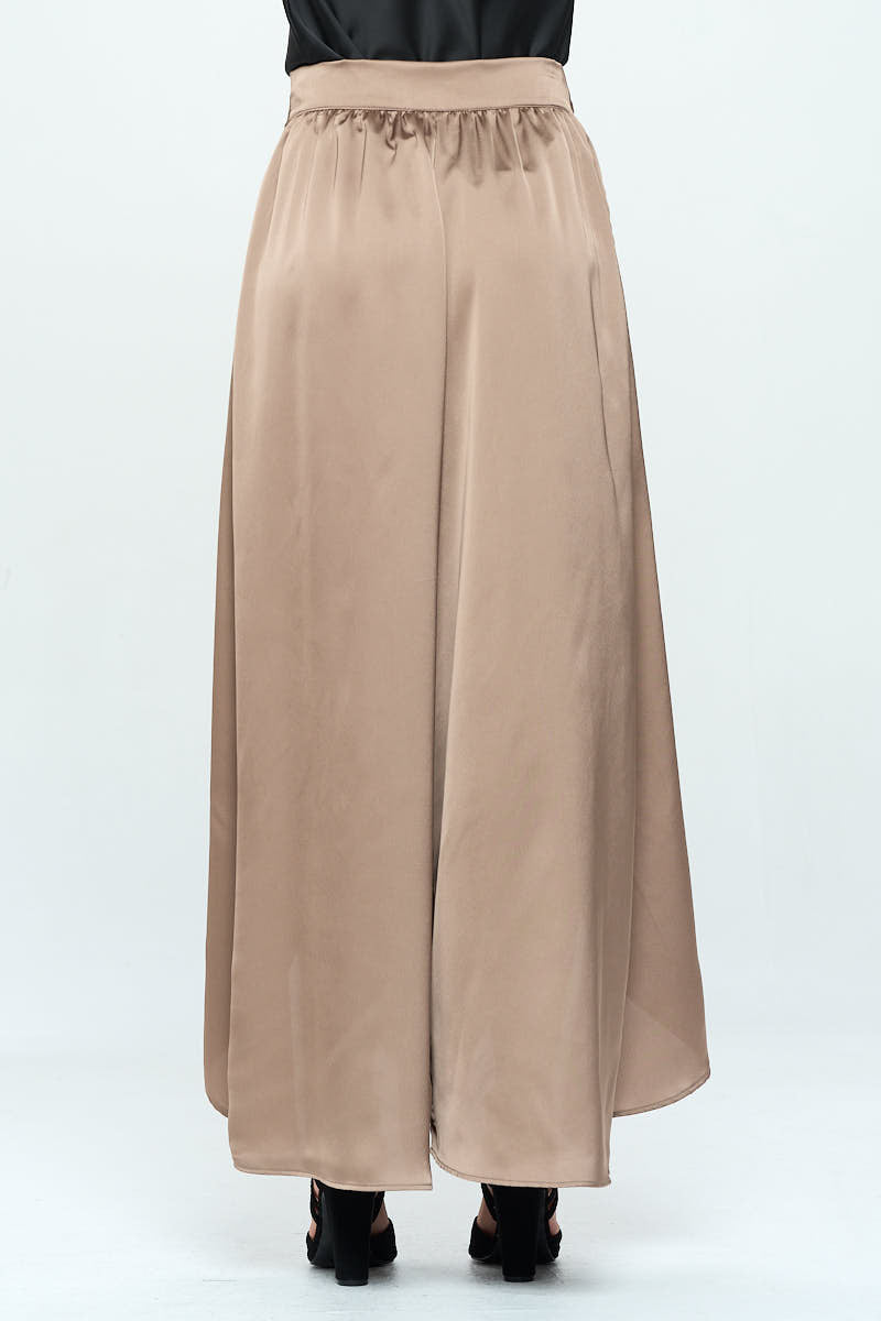 Stretch Satin Split Wide Leg Pants with Tie-Pants-Reneecollection-Urbanheer