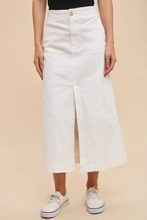 Stretch Twill Pencil Skirt Off-White-Skirt-In Loom-S-Urbanheer