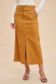 Stretch Twill Pencil Skirt Vintage Mustard-Skirt-In Loom-S-Urbanheer