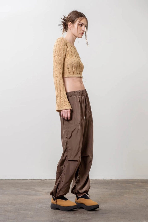 String Detail Crop Sweater-Sweater-Moon River-XS-KHAKI-Urbanheer