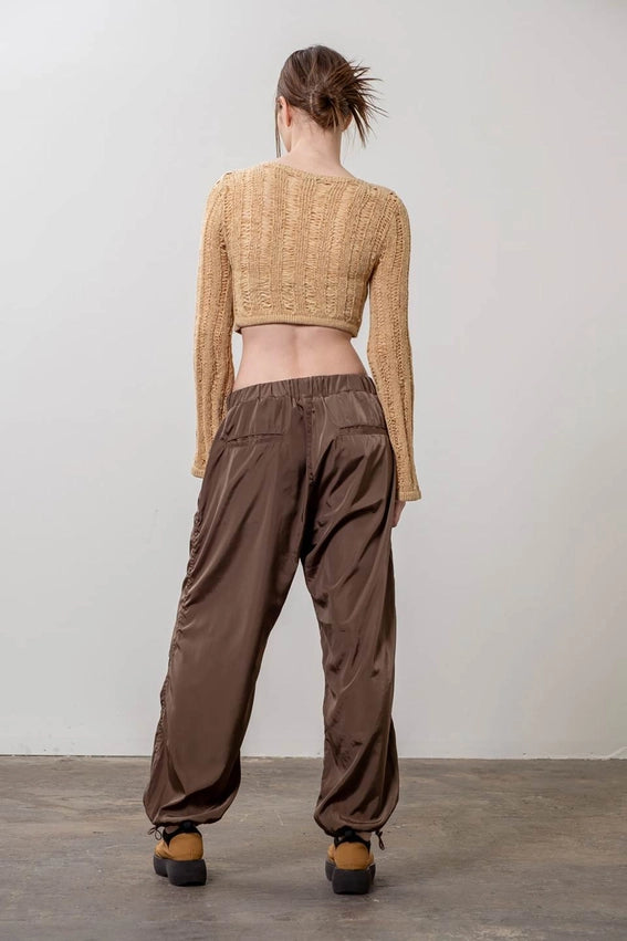 String Detail Crop Sweater-Sweater-Moon River-XS-KHAKI-Urbanheer