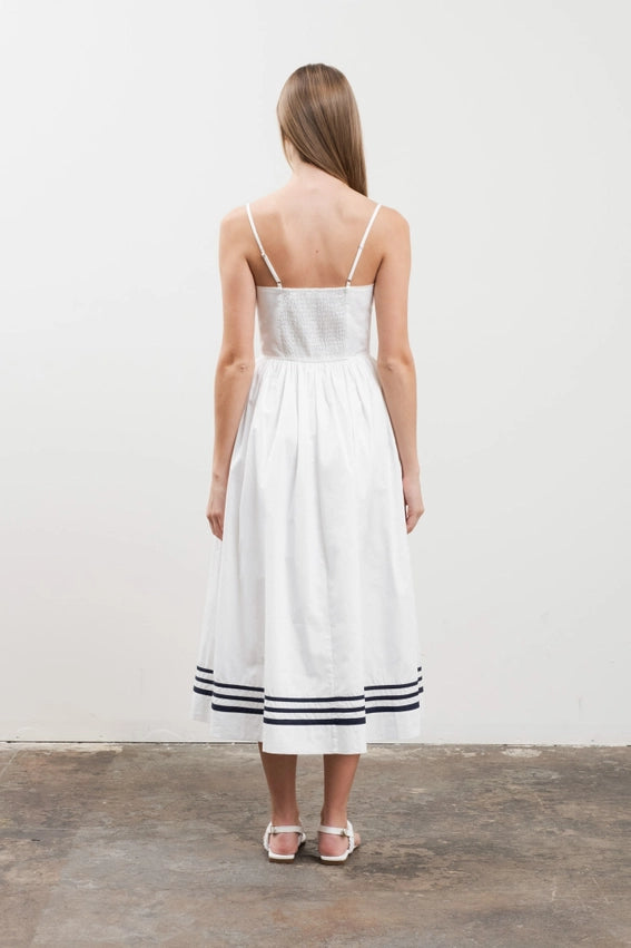 Stripe Detail Spaghetti Strap Midi Dress-Dress-Moon River-XS-IVORY-Urbanheer