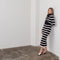 Stripe Long Sleeve Crop Cardigan & Midi Skirt Set-Set-Moon River-XS-BLACK-Urbanheer
