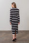 Stripe Long Sleeve Crop Cardigan & Midi Skirt Set-Set-Moon River-XS-BLACK-Urbanheer