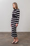 Stripe Long Sleeve Crop Cardigan & Midi Skirt Set-Set-Moon River-XS-BLACK-Urbanheer