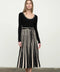 Stripe Long Sleeve Waist Tie Midi Sweater Dress