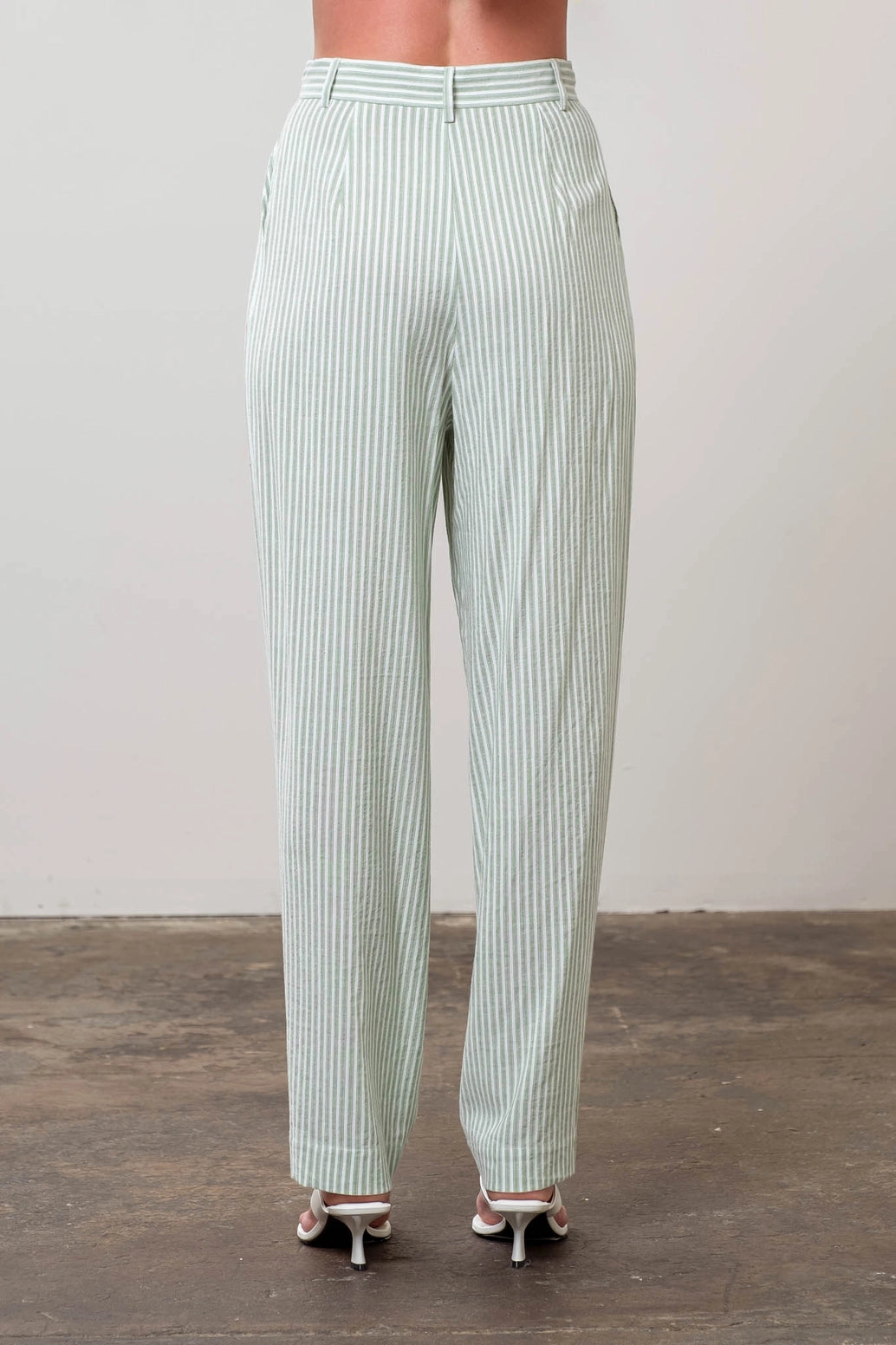 Stripe Pants with Adjust Bottom