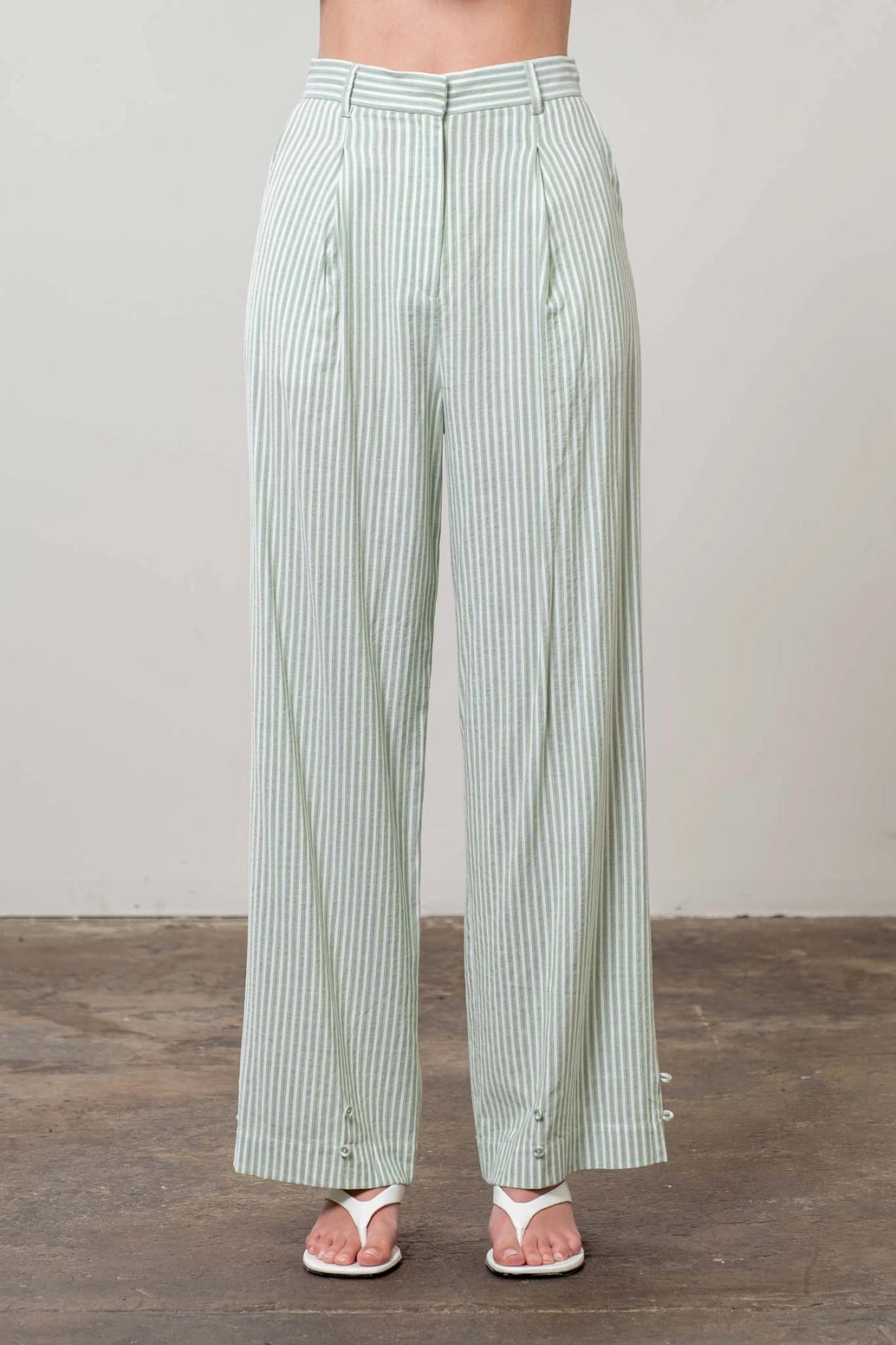 Stripe Pants with Adjust Bottom