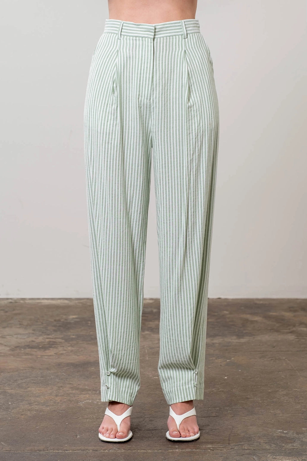 Stripe Pants with Adjust Bottom
