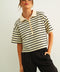 Stripe Pattern Short Sleeve Polo Shirt | Black