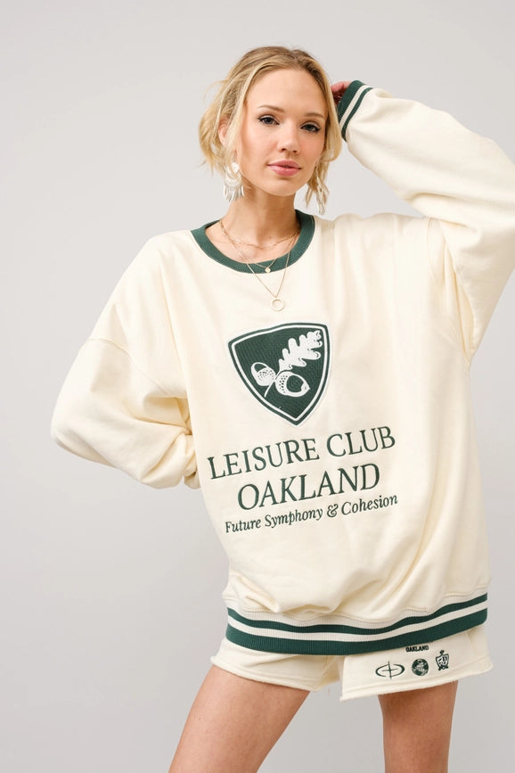 Stripe Ribbed Oakland Leisure Club Sweatshirt-Sweatshirt-Blue B-S-ECRU GREEN-Urbanheer