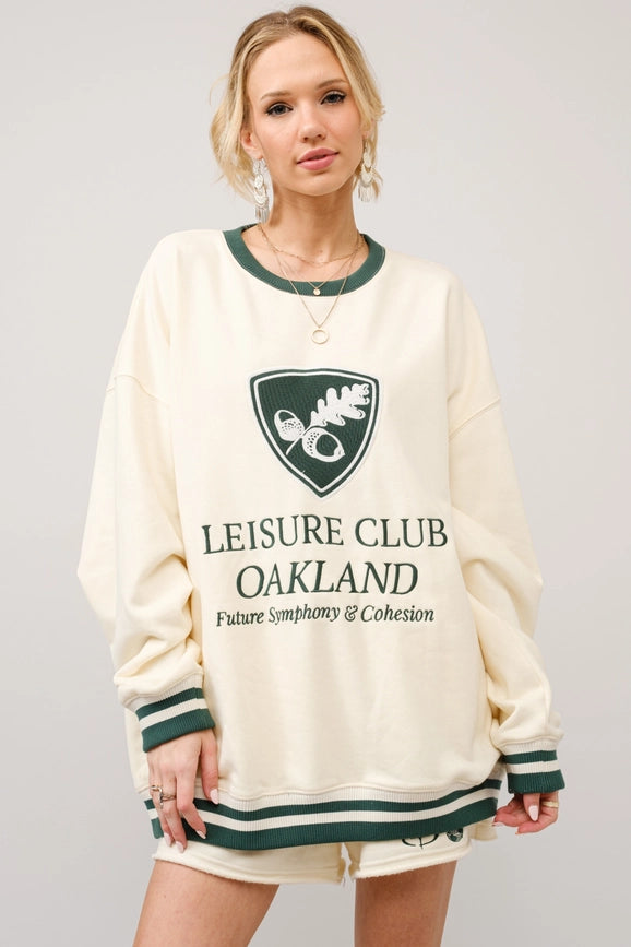 Stripe Ribbed Oakland Leisure Club Sweatshirt-Sweatshirt-Blue B-S-ECRU GREEN-Urbanheer