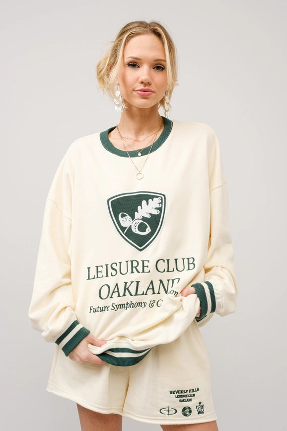 Stripe Ribbed Oakland Leisure Club Sweatshirt-Sweatshirt-Blue B-S-ECRU GREEN-Urbanheer