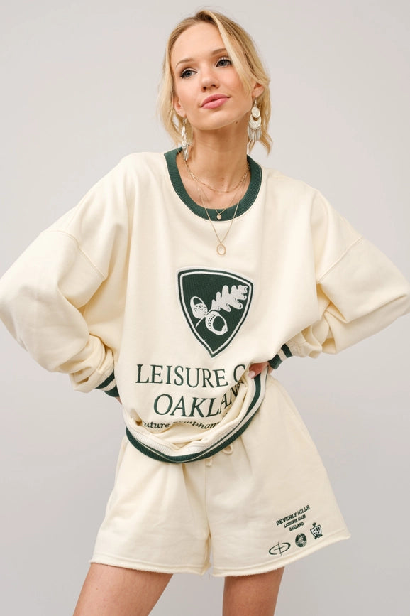 Stripe Ribbed Oakland Leisure Club Sweatshirt-Sweatshirt-Blue B-S-ECRU GREEN-Urbanheer