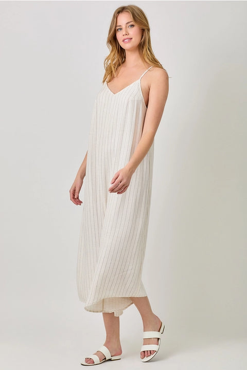 Stripe Sleeveless V-Neck Jumpsuit Ivory-Jumpsuit-Mystree-S-Ivory-Urbanheer